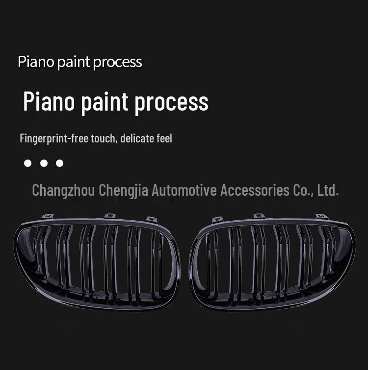 Compatible Front Grille for BMW E60/E61 5 Series – Gloss Black/Matt Black Double-Lined Design