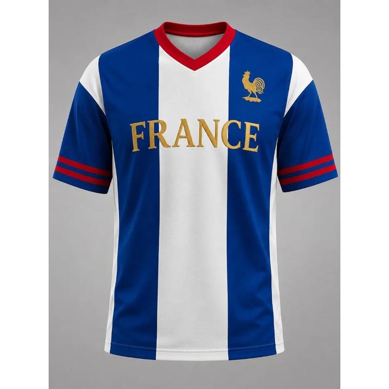 France Style T-Shirt Men Women 3D Print Textured Graphic Top Short Sleeve Casual Streetwear Breathable Quick Dry Summer Wear