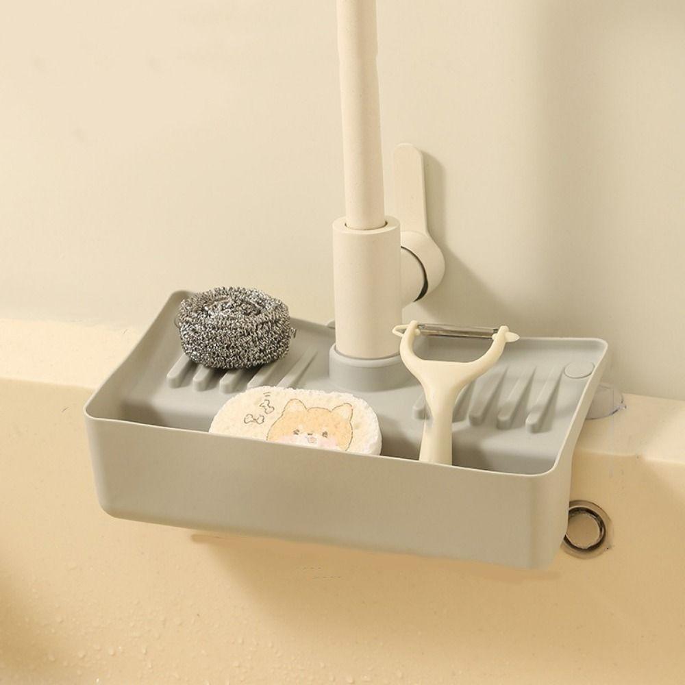 Splash Proof Sink Drain Rack Anti Slip Cleaning Brush Storage Holder Kitchen