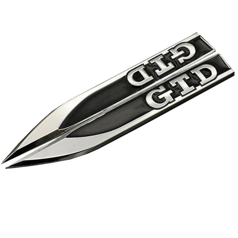 AABIP1 2Pcs 3D Metal Car Fender Badge Decal GTD Logo Stickers For Volkswagen VW Golf 4 5 6 7 MK4 MK5 MK6 MK7 GTD Emblem Accessories