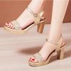 Лето 2025 Новые Сандалии на платформе с открытым носком Модные Универсальные Женские Туфли на высоком каблуке Элегантные Удобные Однотонные Женские Туфли
