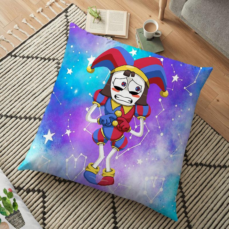 The Amazing Digital Circu Cushion Cover Ponmi Jax Clown Pillowcase Square Pillowcase Home Office Decoration Pillow Case 45cm
