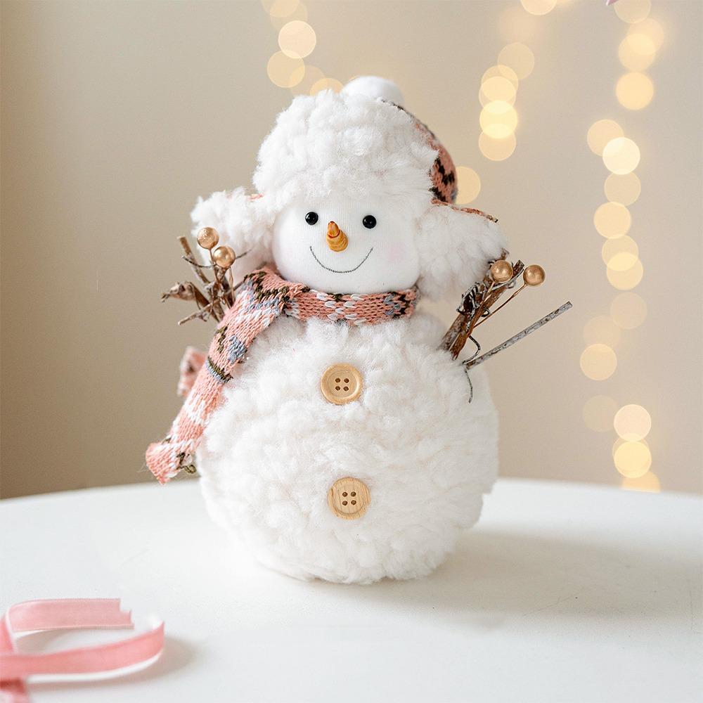 Вязаная плюшевая кукла снеговик, мультяшное рождественское украшение, милая статуэтка снеговика, домашнее рождественское украшение