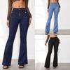 High Waist Elastic Women's Jeans Slimming Bootcut Pants Zipper Fly Denim Tummy Control Butt Lifting Long Solid Color Denim Trousers