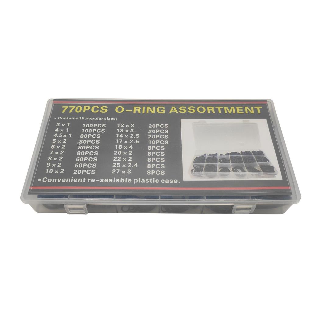 770pcs 18 specification nitrile rubber black leather ring sealing ring O-ring high temperature resistant nitrile rubber ring set