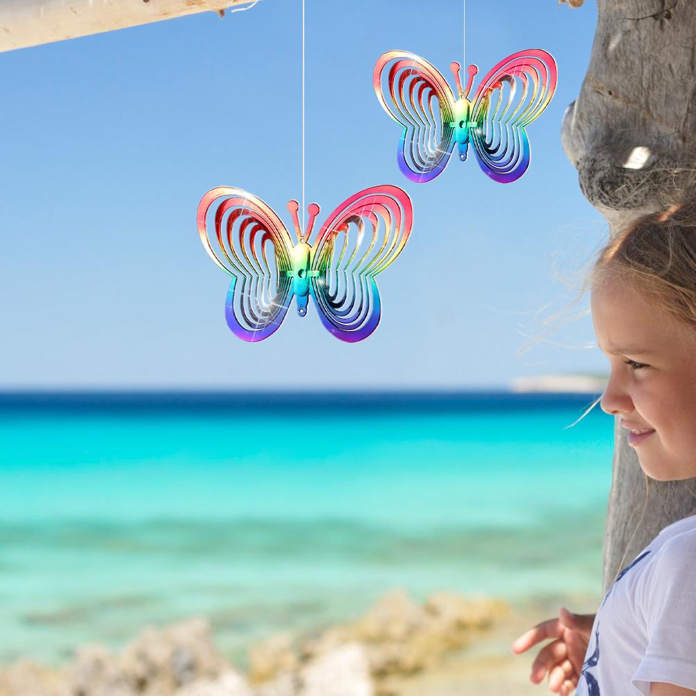 Wind Chimes Plastic Butterfly Reflective Rotating Windmill Decoration for Hanging Bring Happiness Outdoor Garden