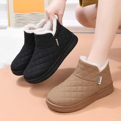 Женские зимние плюшевые сноубутсы – Водонепроницаемые, Нескользящие, Мягкая подошва, Натягивающиеся