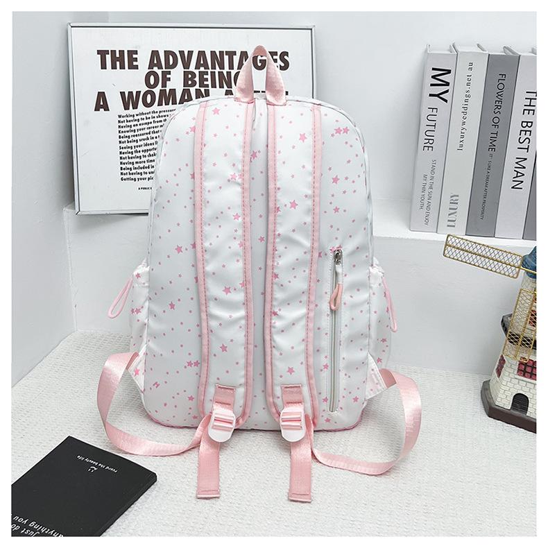 Korean Style Paw Print Backpack, Cute Star Pattern Student Rucksack, Minimalist Fashion Unisex School Bag