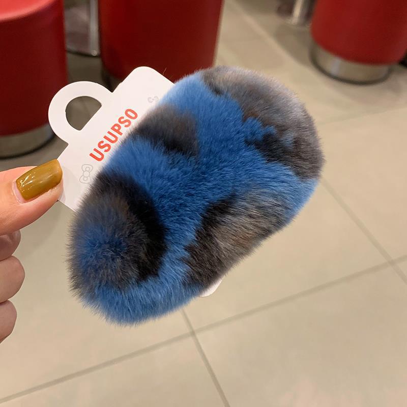 Autumn and Winter Clip Furry Hairpin Korean Super Fairy Plush Hair Accessories Rex Rabbit Fur Super Cute Fur BB Side Clip