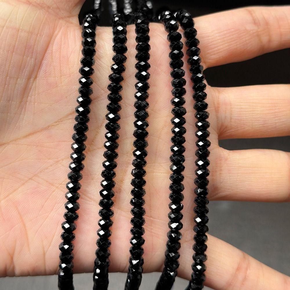 2/3/4mm DIY Bracelets Materials Handmade Loose Spacer Beads Black Spinels Stone Beads Necklace