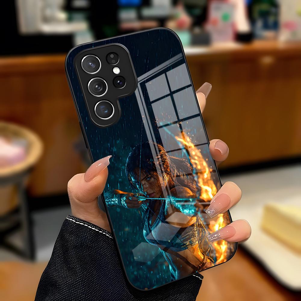 Чехол для телефона T-Tomb Raider для Samsung S26 S25 Plus S20 S20 Plus S22 Ultra S23 FE S21 Plus S21 Ultra Стеклянная крышка