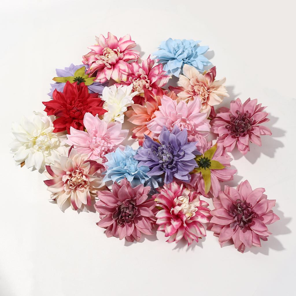5/10Pcs 9cm Artificial Dahlia Silk Flower Heads Simulated Flower Home Room Decoration Wedding Decoration DIY Wreath Accessory