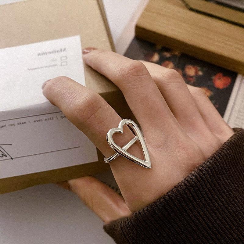 VENTFILLE 925 Sterling Silve Love Heart Hollowed Out Ring for Women Girl Party Gift Sweet Three Layer Cool Jewelry Dropshipping