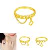 Luxurious Women's Four Leaf Clover Ring Trendy Gold Plated Copper Jewelry