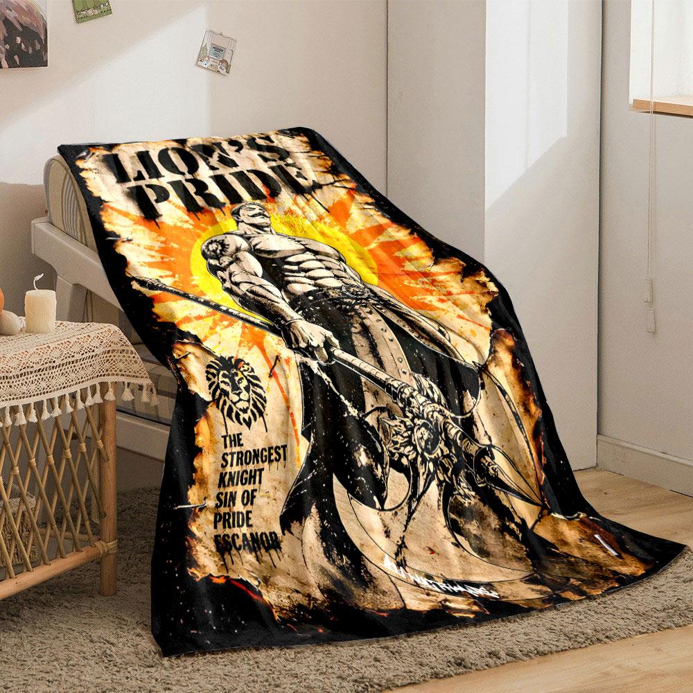 A muscular knight with a large axe stands before a radiant sunburst. for all seasons blanket lunch break throw gift