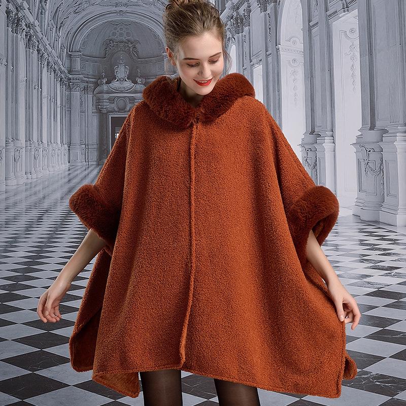 5 цветов накидка из искусственного меха кролика модное пончо с рукавами «летучая мышь» зимнее теплое пальто больших размеров шляпа женская волосатая шерсть бархатный кардиган одежда