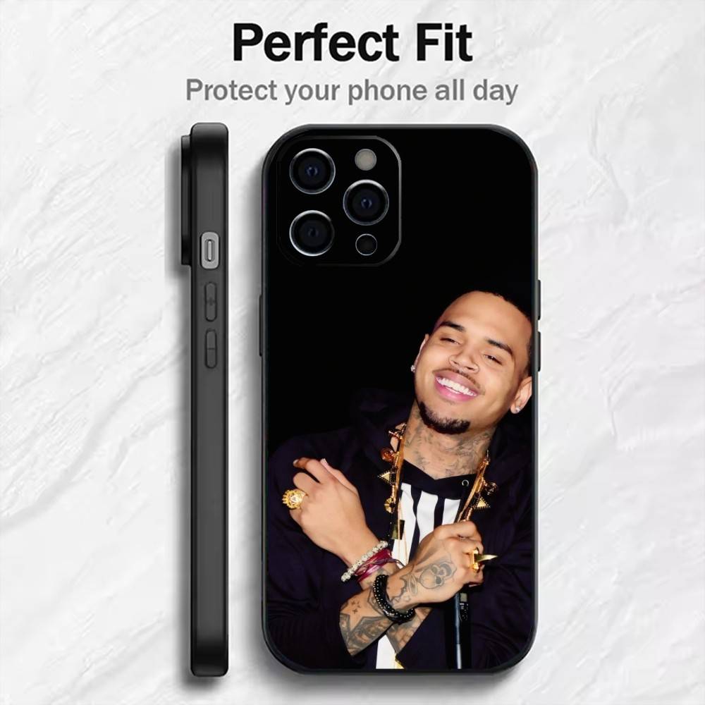Чехол для телефона RxB CB-C-Chris Brown Для iPhone17,16,15,14,13,12 Plus,Max Мягкий Силиконовый Черный Чехол