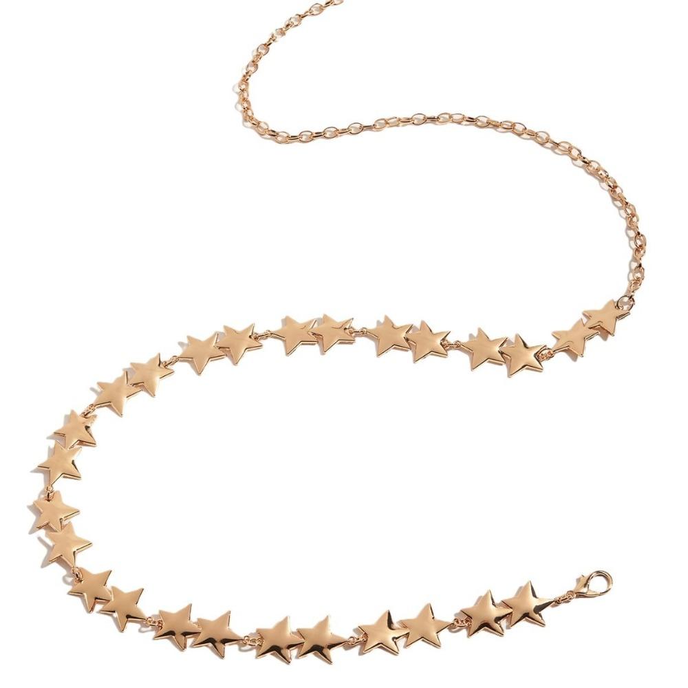 Versatile Pentagram Chain Belt Vintage Metal Star Waist Chain  Women Decorative Body Jewelry