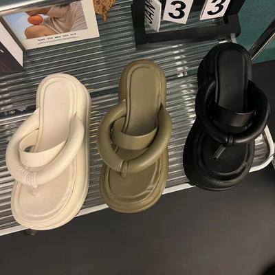 Модные летние тапочки для женщин 2024 года, новые модные шлепанцы, женская обувь, толстая подошва, пляжная обувь с клипсой на носке для женщин, Zapatos De Mujer