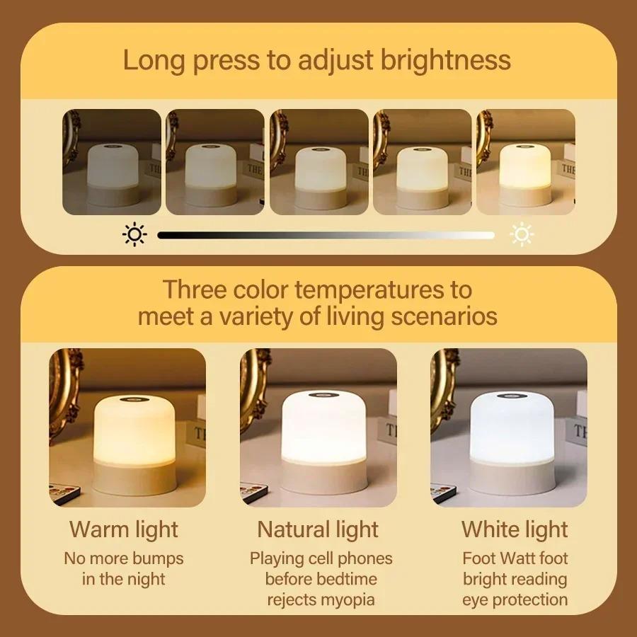 Living Room Touch Night Light Rechargeable Remote Control Night Light RGB Dimmable Table Lamp Ambient Light for Bedroom