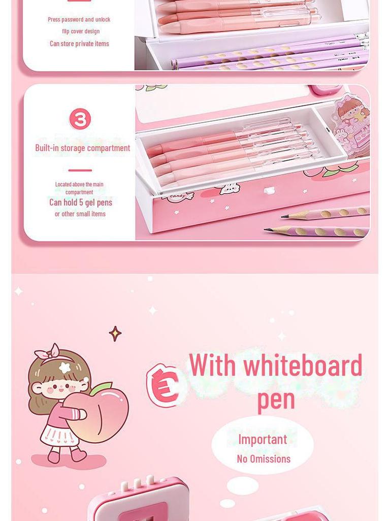 Умный двухслойный пенал для девочек с паролем — стильный и портативный для учеников начальной школы