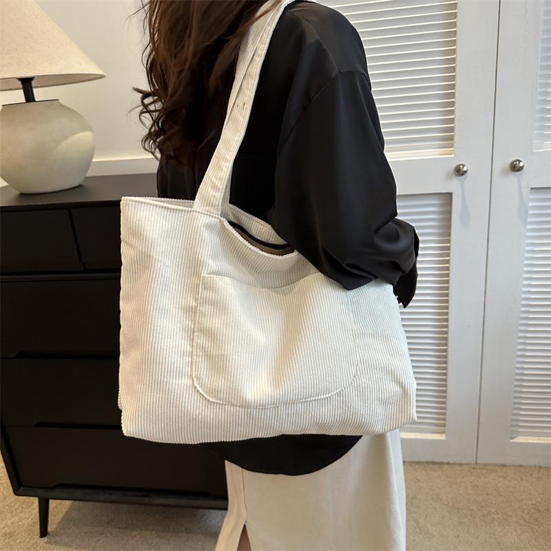 Trendy Simple Tote Bag With Spacious Interior And Soft Structure Ideal For Everyday Commuting In Black White Blue Brown