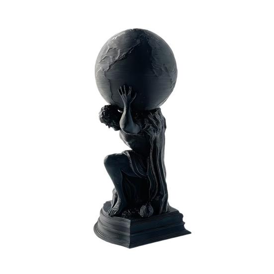3D Printed Sculpture Figurine, Matte Black 3D Printed Statue with Frosted Texture, Symbolizing Responsibility Desktop Ornament for Home Office Decor