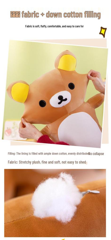 Rilakkuma Long Plush Pillow: Cute Bear Doll Bed Back Cushion Gift