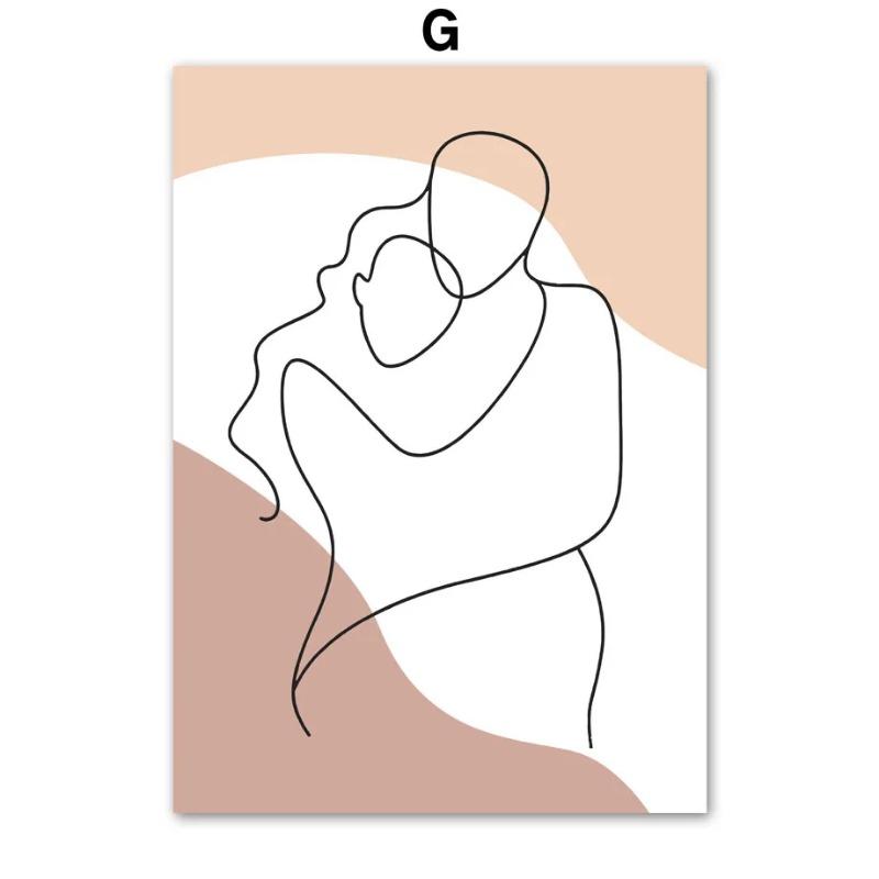 Minimalist Abstract Line Woman Body Face Wall Art Boho Canvas Painting Modern Posters Prints Wall Mural Pictures Living Room