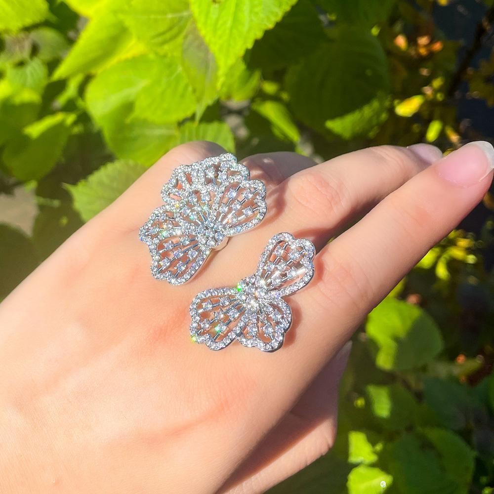 Ювелирные изделия CMM, массивные роскошные кольца со сверкающими циркониями и большими массивными цветами для женщин