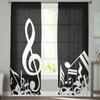 Музыкальная нота, черно-белые прозрачные шторы для гостиной, вуаль, занавеска для спальни, ванной комнаты, тюлевые шторы, оконные шторы