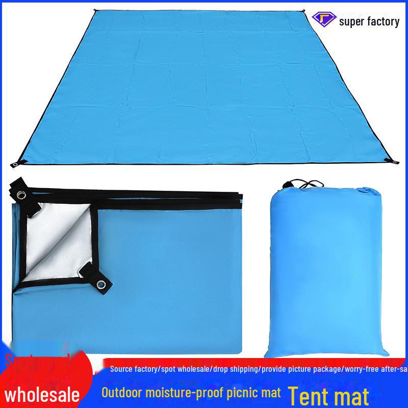 Водонепроницаемый многофункциональный коврик для кемпинга из ткани Оксфорд: Пол для палатки на открытом воздухе, влагостойкий, одеяло для пикника, тент с серебряным покрытием.