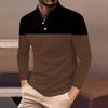 Fashion Men's Sweatshirt Long Sleeve Lapel Top Button Down Striped Polo Shirt