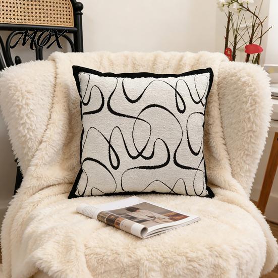 Modern Home Decor Cushion Covers Embroidered Cover, Geometric Throw Pillow Artistic Office Decorative Cover Case for Sofa Bedroom Living Room,