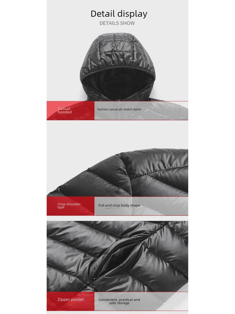 2023 Мужская легкая тонкая куртка с капюшоном - зимняя повседневная короткая и теплая