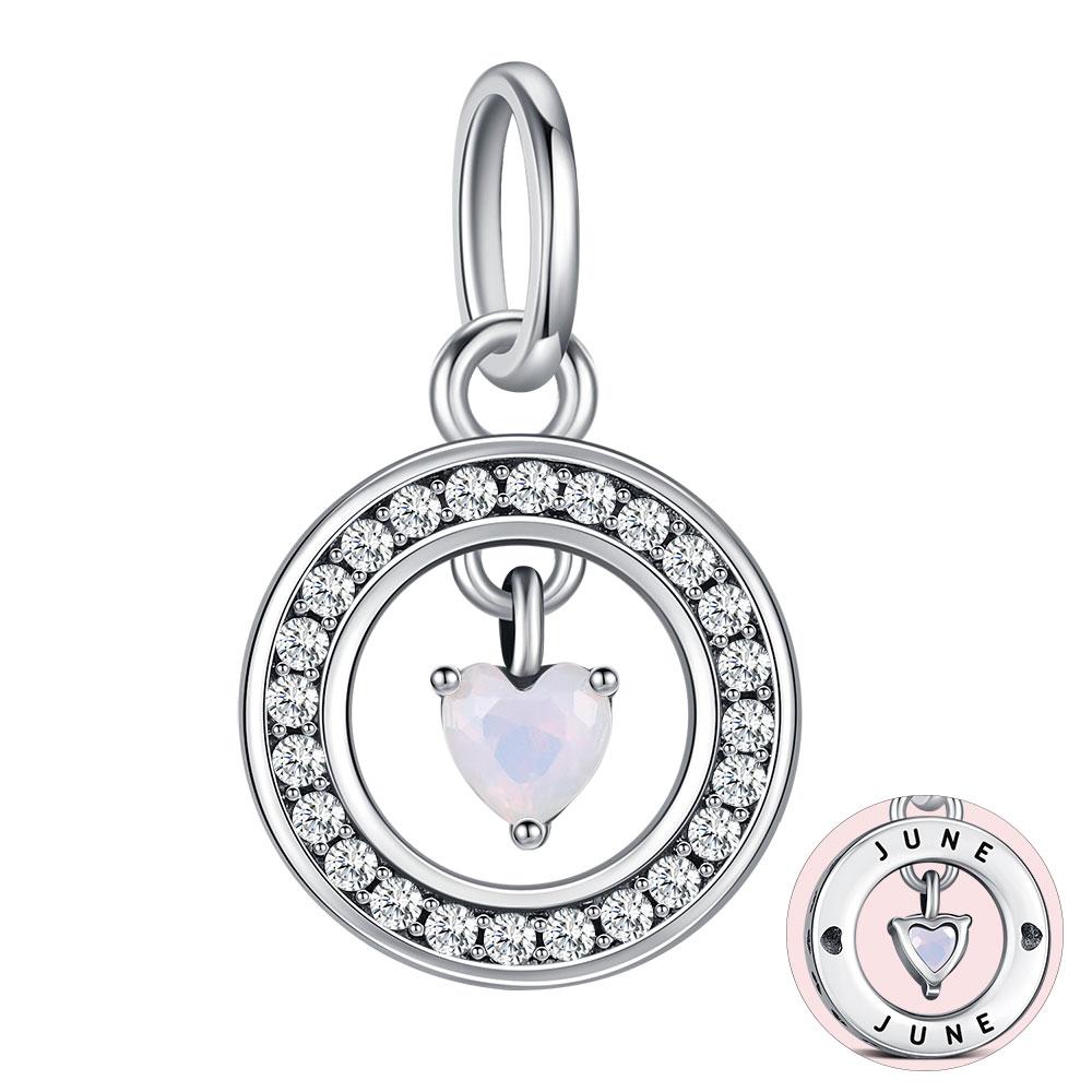 S925 Silver Lucky Month Birth stone Charm Fit Bracelets Diy For Women Pendant Colorful 12 Month Charm
