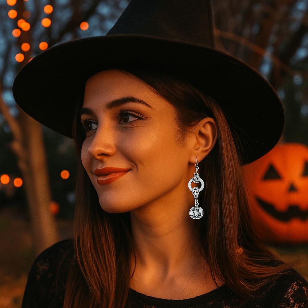 Punk Style Halloween Dangle Earrings Spider Skull Earrings Cool Skeleton Pendant Earrings  Festival