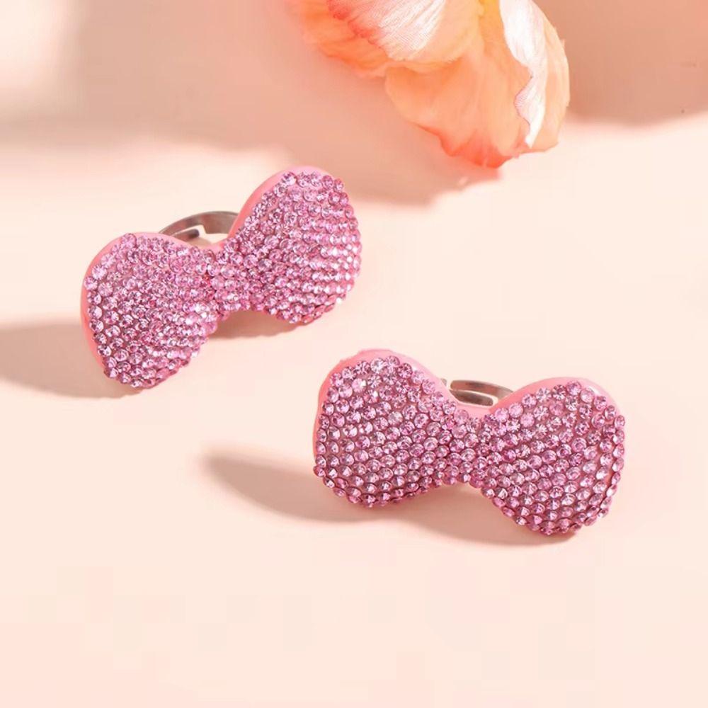 Opening Rings Women Finger Ring Sparkle Bow Y2k Millennial Ring Trendy Pink Bow Rings Cute Girl