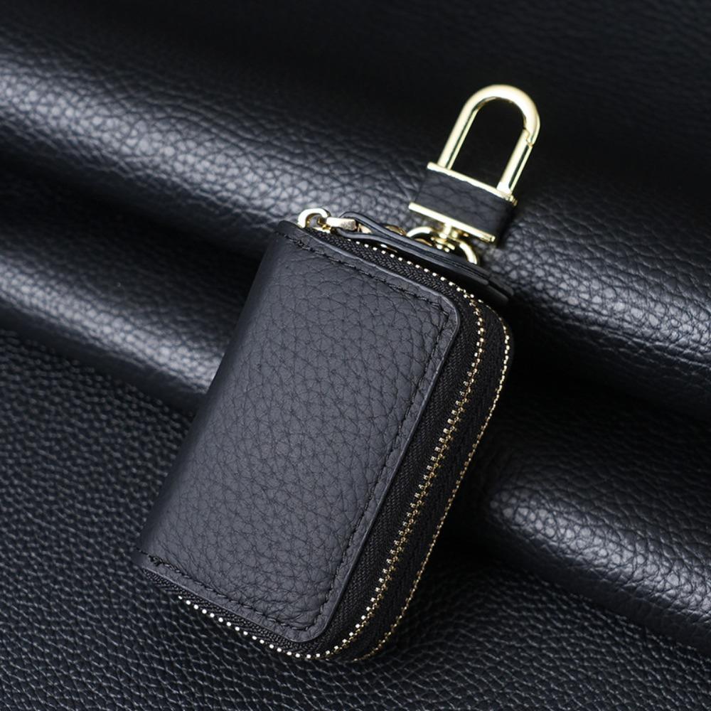 Lychee Pattern Car Key Protection Case Genuine Leather Car Key Wallet Business Use