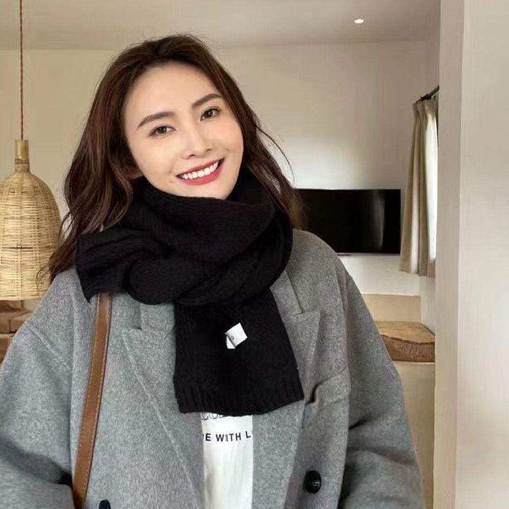 Korean Style Solid Color Scarf Long Neck Cover Shawl Simple Winter Knitting Scarf Girl