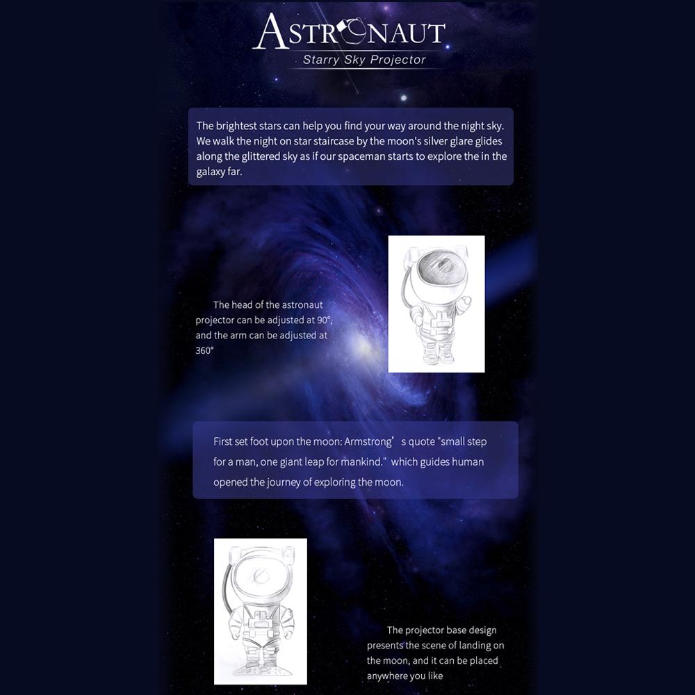 USB Astronaut Projector Starry Sky Galaxy Stars Projector Night Light LED Lamp for Bedroom Room