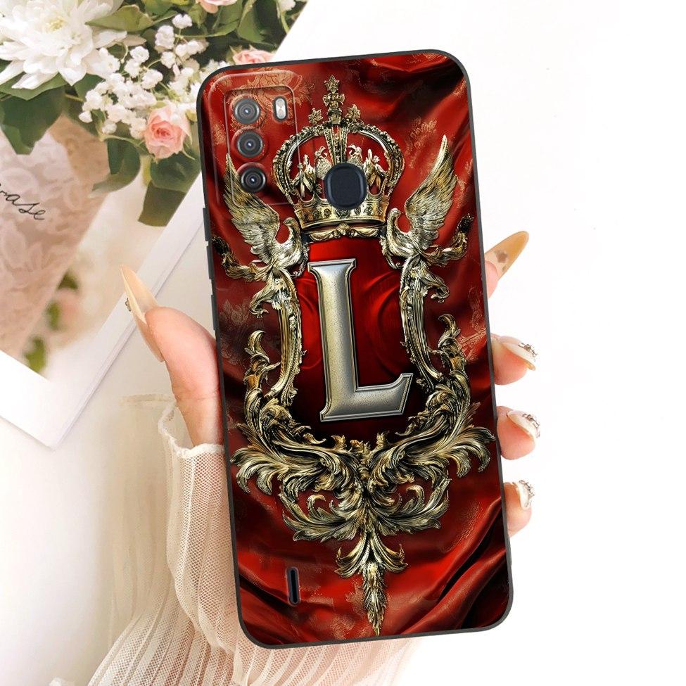For ITEL S16 Case Cover Luxury A-Z Letters Fashion Crown 2D Painted Silicone Bumper For ITEL Vision 1 Pro Phone Casing
