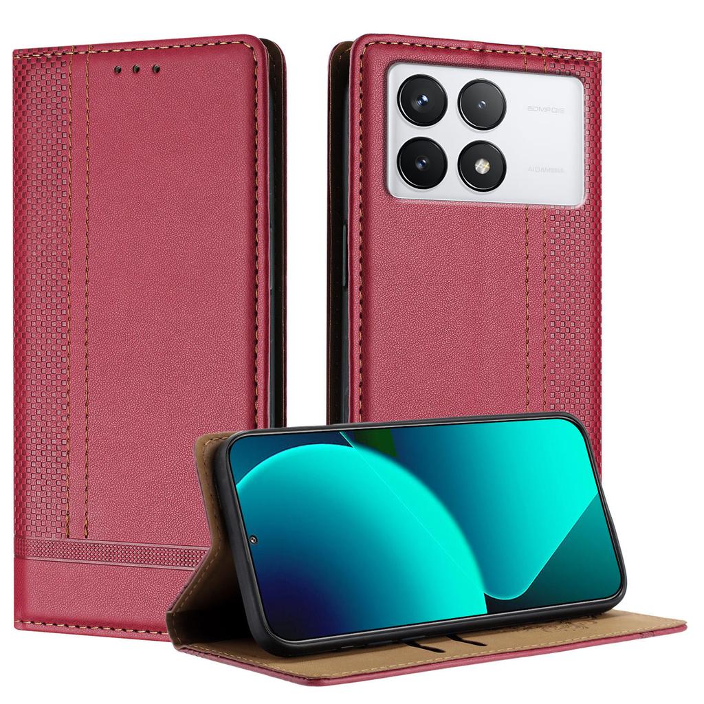 For Xiaomi 14T Pro Case L-Shaped Grid Pattern Leather Stand Phone Cover with Card Slots