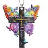 Новые акриловые плоские 2D кресты-бабочки серии молитвенные принадлежности подвески для автомобиля, подвески для украшения рождественской елки, аксессуары для брелоков