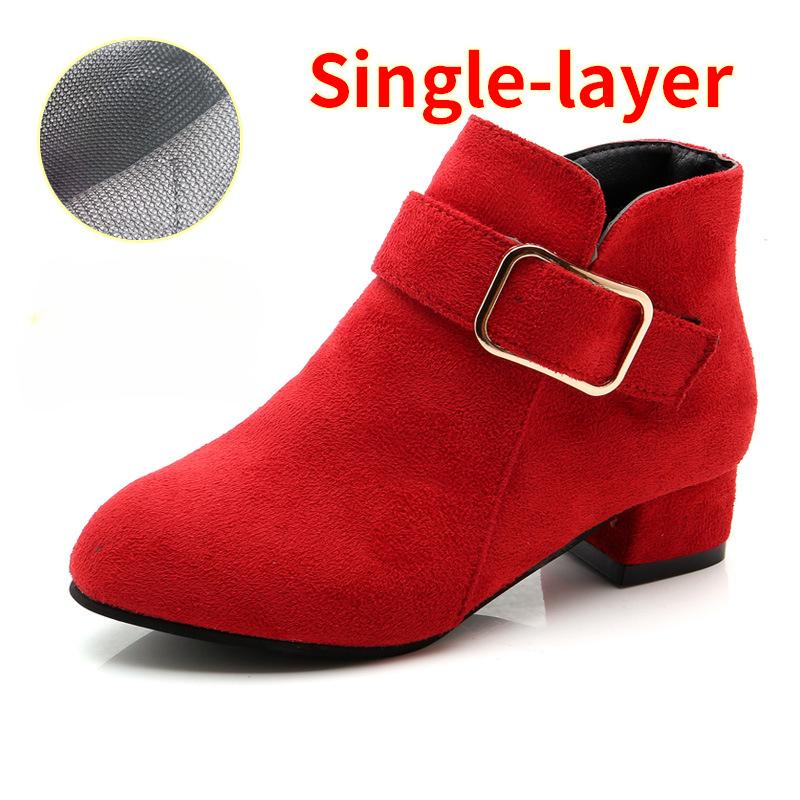 Girls and Ankle Boots Autumn and Winter New Children's Cotton Boots Girls High Heel Princess Shoes Medium and Older Children's Parent-child Boots