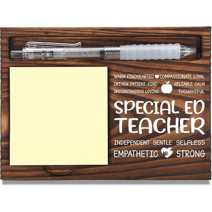 Teacher Assistant Appreciation Gifts, Thank You Gift for Teacher Aide, School Office Coworkers Staff Appreciation Gifts, Sticky Note Holder Wooden