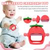 Pack Baby Teething Toy Food Grade Silicone Strawberry Teething Mittens Fall-Proof Wrist Hand Soother