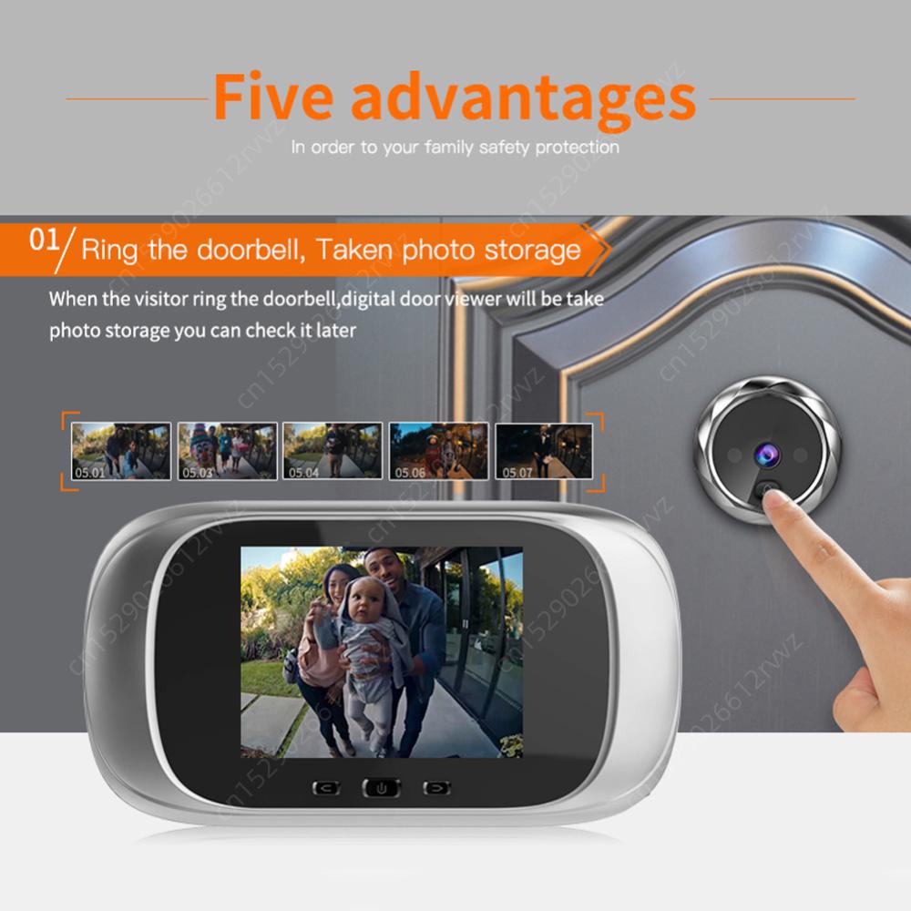 Digital LCD 2.8inch Video Doorbell Peephole Viewer Door Eye Monitoring Camera 90 Degree Doorbell Electronic Peephole Door Camera