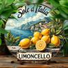 Vintage Round Tin Sign Sole dItalia Limoncello Italian Amalfi Coast Lemon Wall Decor for Kitchen Bar Tiki Room Mediterranea