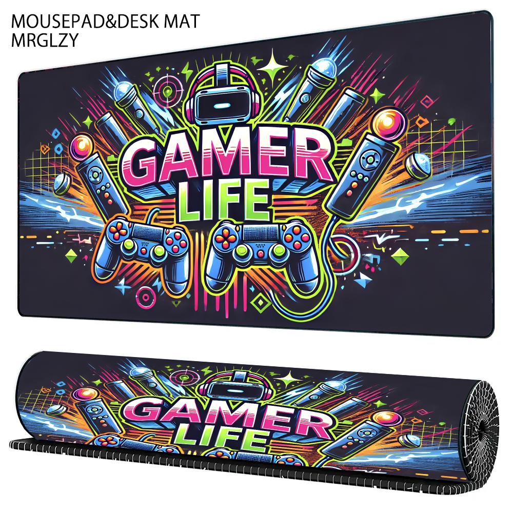 Gamepad Pattern Mouse Pad Large Gaming Mousepad XXL Gamer Keyboard Pads Office Laptop Desk Mats Non-Slip Rubber Long Table Mat